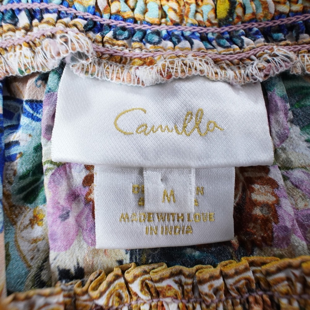 Camilla Silk Off Shoulder Embellished Mini Dress Animal Tropical Sz M Resort - Picture 6 of 16